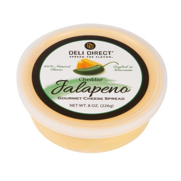 A container of jalapeno cheese spread.