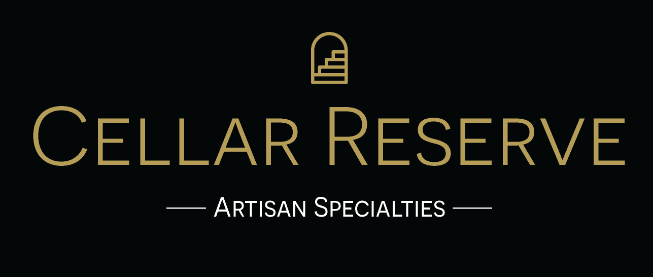 A black and gold logo for the cellar reserve.