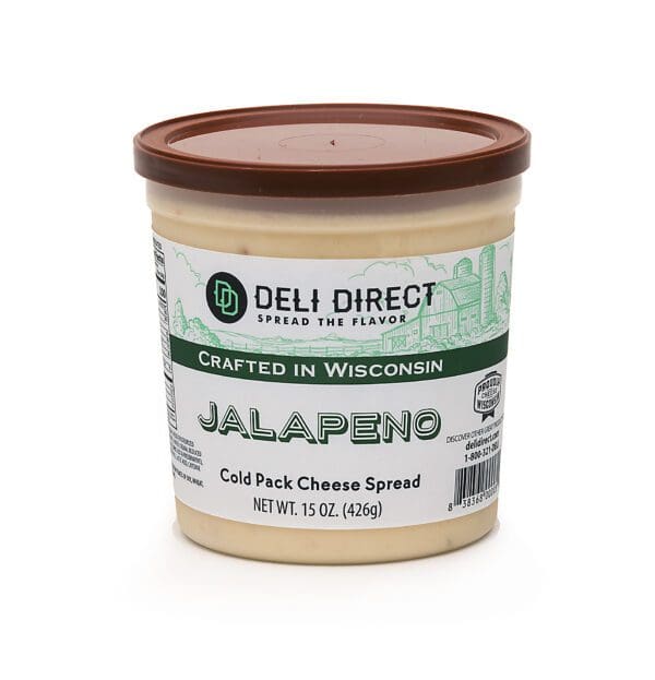 A jar of jalapeno cheese spread.