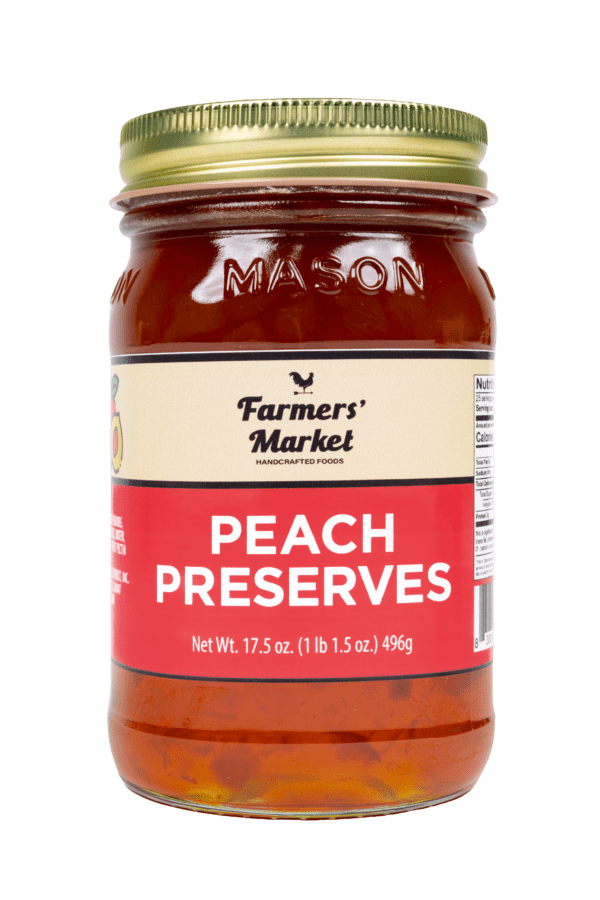 A jar of peach preserves.